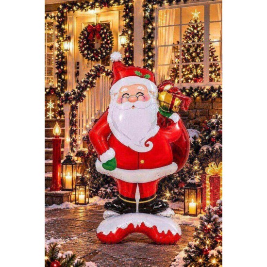 Toptan Yılbaşı Ayaklı Noel Baba Folyo Balon