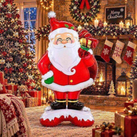 Toptan Yılbaşı Ayaklı Noel Baba Folyo Balon