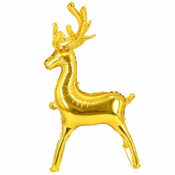 Toptan Yılbaşı Büyük Gold Ayaklı Geyik Balon 122 cm