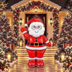 Toptan Yılbaşı Dev Kırmızı Ayaklı Noel Baba Balon 155 cm