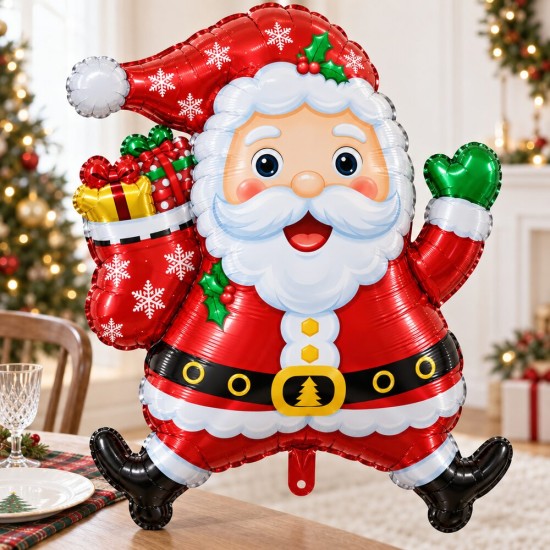 Toptan Yılbaşı Gülen Noel Baba Folyo Balon