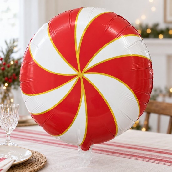 Toptan Yılbaşı Kırmızı Şeker Folyo Balon