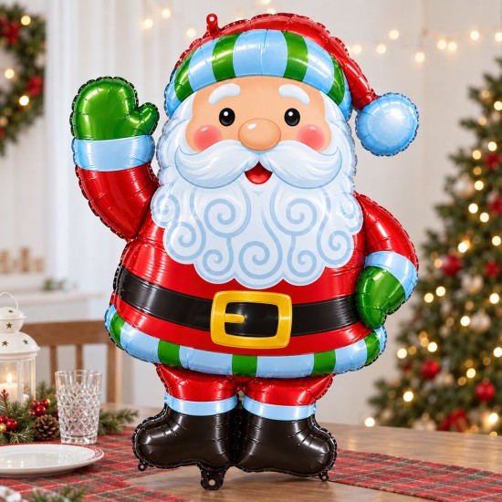 Toptan Yılbaşı Noel Baba Şekil Folyo Balon 89 cm
