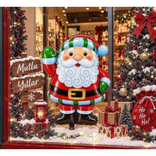 Toptan Yılbaşı Noel Baba Şekil Folyo Balon 89 cm