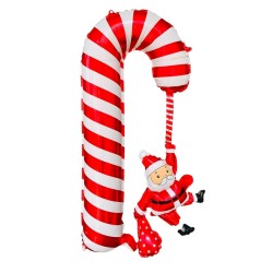 Toptan Yılbaşı Noel Babalı Baston Folyo Balon