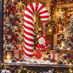Toptan Yılbaşı Noel Babalı Baston Folyo Balon
