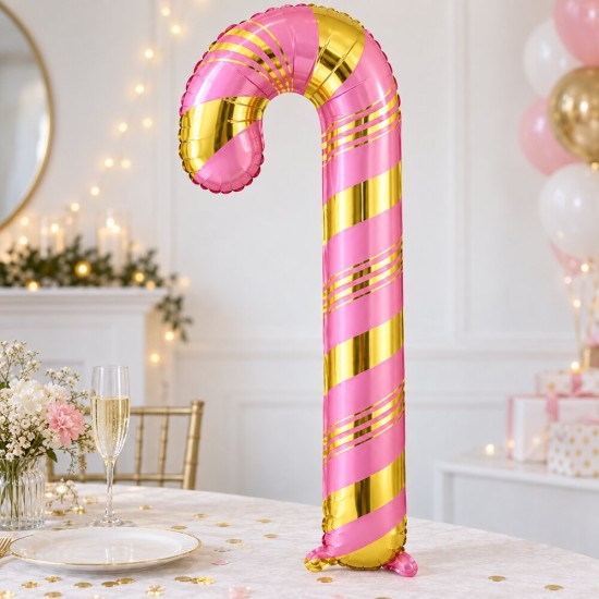 Toptan Yılbaşı Pembe Gold Baston Folyo Balon 73 cm Toptan Yılbaşı Pembe Gold Baston Folyo Balon 73 cm
