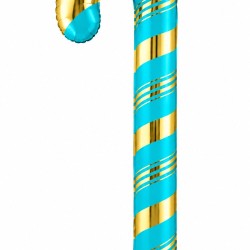 Toptan Yılbaşı Turkuaz Gold Baston Folyo Balon 73 cm
