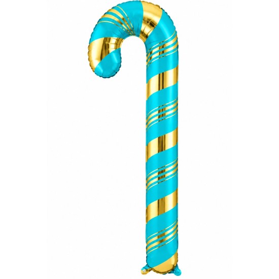 Toptan Yılbaşı Turkuaz Gold Baston Folyo Balon 73 cm