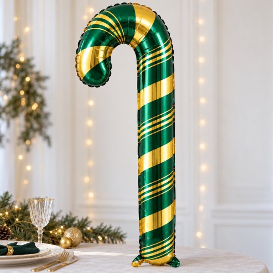 Toptan Yılbaşı Yeşil Gold Baston Folyo Balon 73 cm Toptan Yılbaşı Yeşil Gold Baston Folyo Balon 73 cm