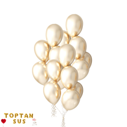 Toptan Beyaz Altın Renkli Krom Balon 50 Adet
