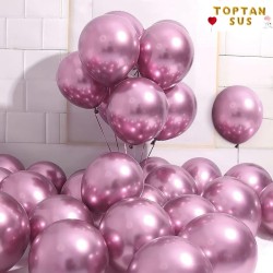 Toptan Pembe Altın Renkli Krom Balon 50 Adet