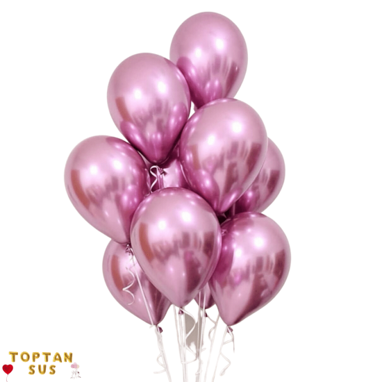 Toptan Pembe Altın Renkli Krom Balon 50 Adet