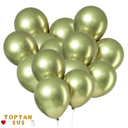 Toptan Yeşil Altın Renkli Krom Balon 50 Adet