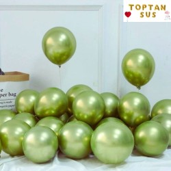 Toptan Yeşil Altın Renkli Krom Balon 50 Adet