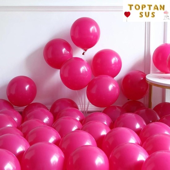 Toptan Fuşya Renkli Metalik Balon 100 Adet