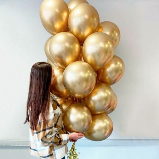 Toptan Krom Balon Gold Renkli 50 Adet