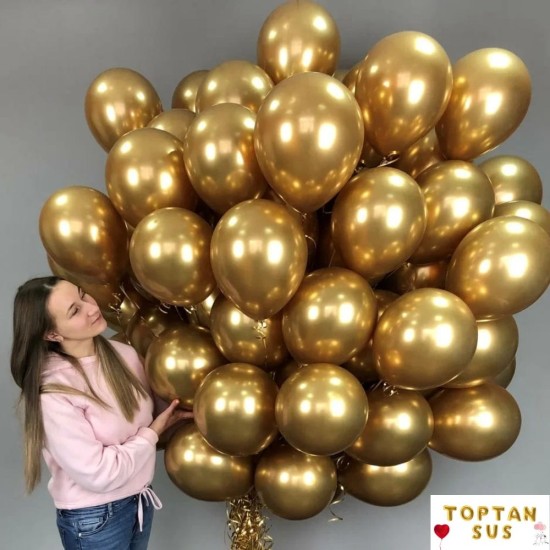 Toptan Krom Balon Gold Renkli 50 Adet