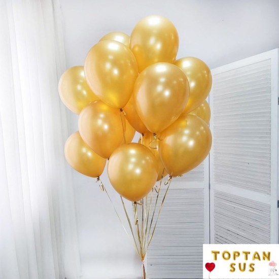 Toptan Altın Renkli Metalik Balon 100 Adet