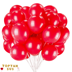 Toptan Kırmızı Renkli Metalik Balon 100 Adet