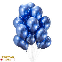 Toptan Krom Balon Mavi Renkli 50 Adet