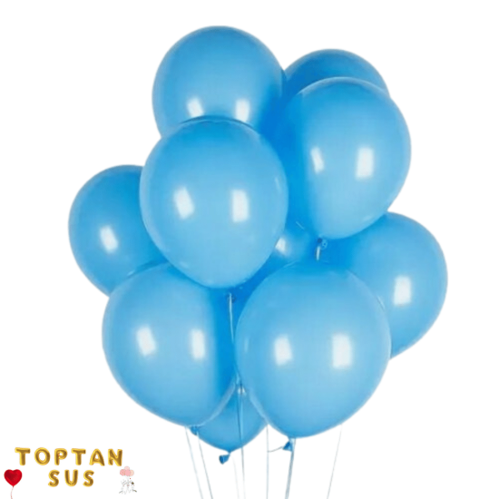 Toptan Mavi Renkli Metalik Balon 100 Adet