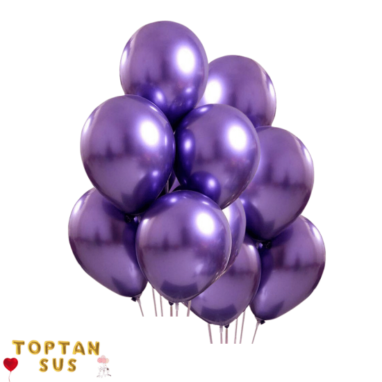 Toptan Krom Balon Mor Renkli 50 Adet