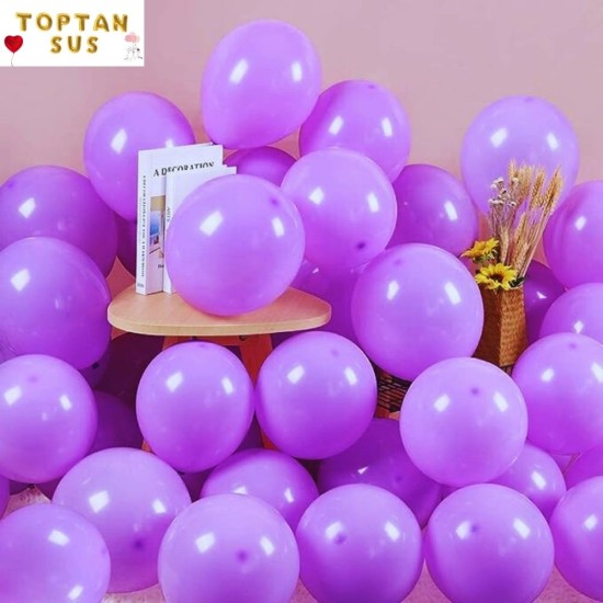 Toptan Mor Renkli Metalik Balon 100 Adet