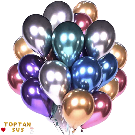 Toptan Krom Balon Karışık Renkli 50 Adet