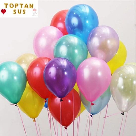 Toptan Karışık Renkli Metalik Balon 100 Adet