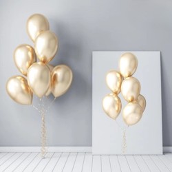 Toptan Beyaz Altın Renkli Krom Balon 50 Adet