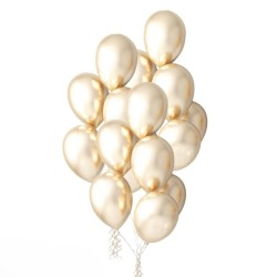 Toptan Beyaz Altın Renkli Krom Balon 50 Adet