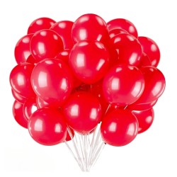 Toptan Kırmızı Renkli Metalik Balon 100 Adet