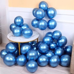 Toptan Krom Balon Mavi Renkli 50 Adet