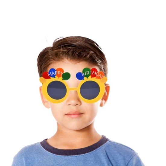 Toptan Renkli Parti Gözlüğü Happy Birthday Sarı