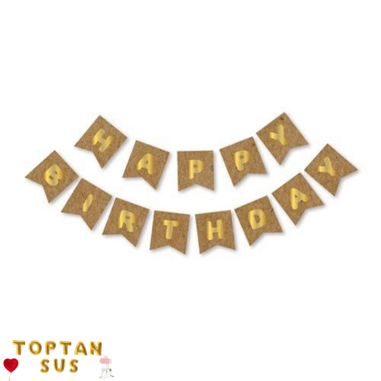 Happy Birthday Yaldızlı Banner Kraft Gold