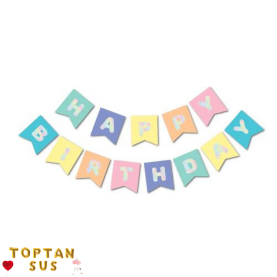 Happy Birthday Macaron Hologram Banner