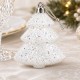 Toptan Beyaz Çam Ağacı Figürlü Süs Snow Simli 6 Adet