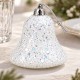 Toptan Beyaz Yılbaşı Çan Süsü Snow Simli 6 Adet Toptan Beyaz Yılbaşı Çan Süsü Snow Simli 6 Adet