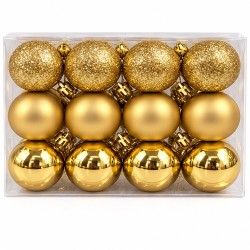 Toptan Cici Yılbaşı Topu 12'li 6 cm Gold