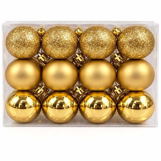 Toptan Cici Yılbaşı Topu 12'li 6 cm Gold Toptan Cici Yılbaşı Topu 12'li 6 cm Gold