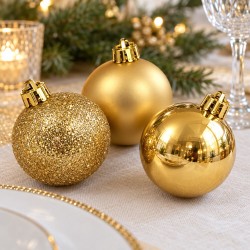 Toptan Cici Yılbaşı Topu 12'li 6 cm Gold