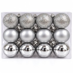Toptan Cici Yılbaşı Topu 12'li 6 cm Gümüş