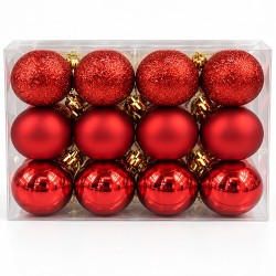 Toptan Cici Yılbaşı Topu 12'li 6 cm Kırmızı