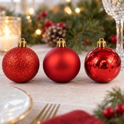 Toptan Cici Yılbaşı Topu 12'li 6 cm Kırmızı