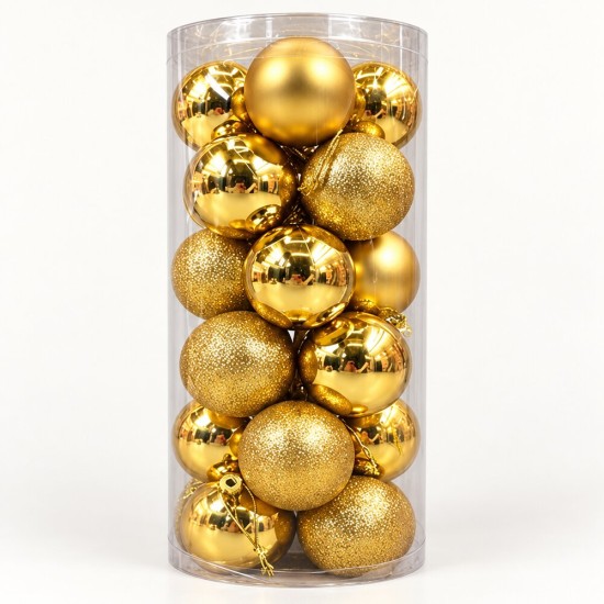 Toptan Gold Yılbaşı Top Süs Mat-Parlak-Simli 24 Adet 6 cm Asetat Kutu Toptan Gold Yılbaşı Top Süs Mat-Parlak-Simli 24 Adet 6 cm Asetat Kutu