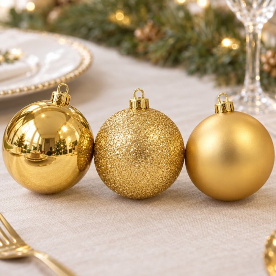 Toptan Gold Yılbaşı Top Süs Mat-Parlak-Simli 24 Adet 6 cm Asetat Kutu Toptan Gold Yılbaşı Top Süs Mat-Parlak-Simli 24 Adet 6 cm Asetat Kutu