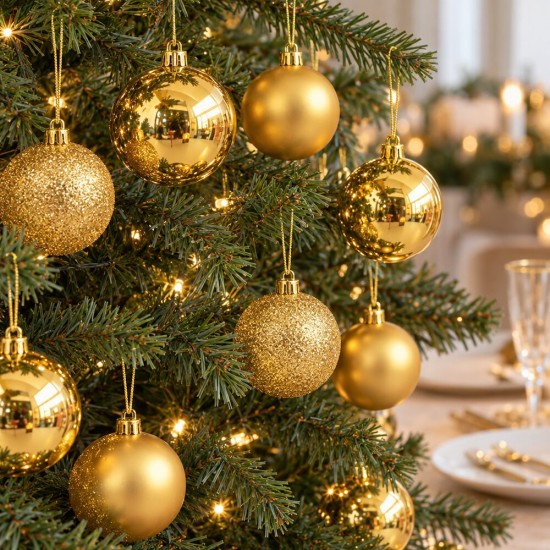 Toptan Gold Yılbaşı Top Süs Mat-Parlak-Simli 24 Adet 6 cm Asetat Kutu Toptan Gold Yılbaşı Top Süs Mat-Parlak-Simli 24 Adet 6 cm Asetat Kutu