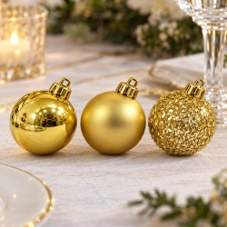 Toptan Gold Yılbaşı Topu Asetat Kutu 24 Adet 4 cm