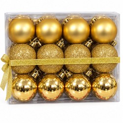 Toptan Gold Yılbaşı Topu Asetat Kutu 24 Adet 5 cm